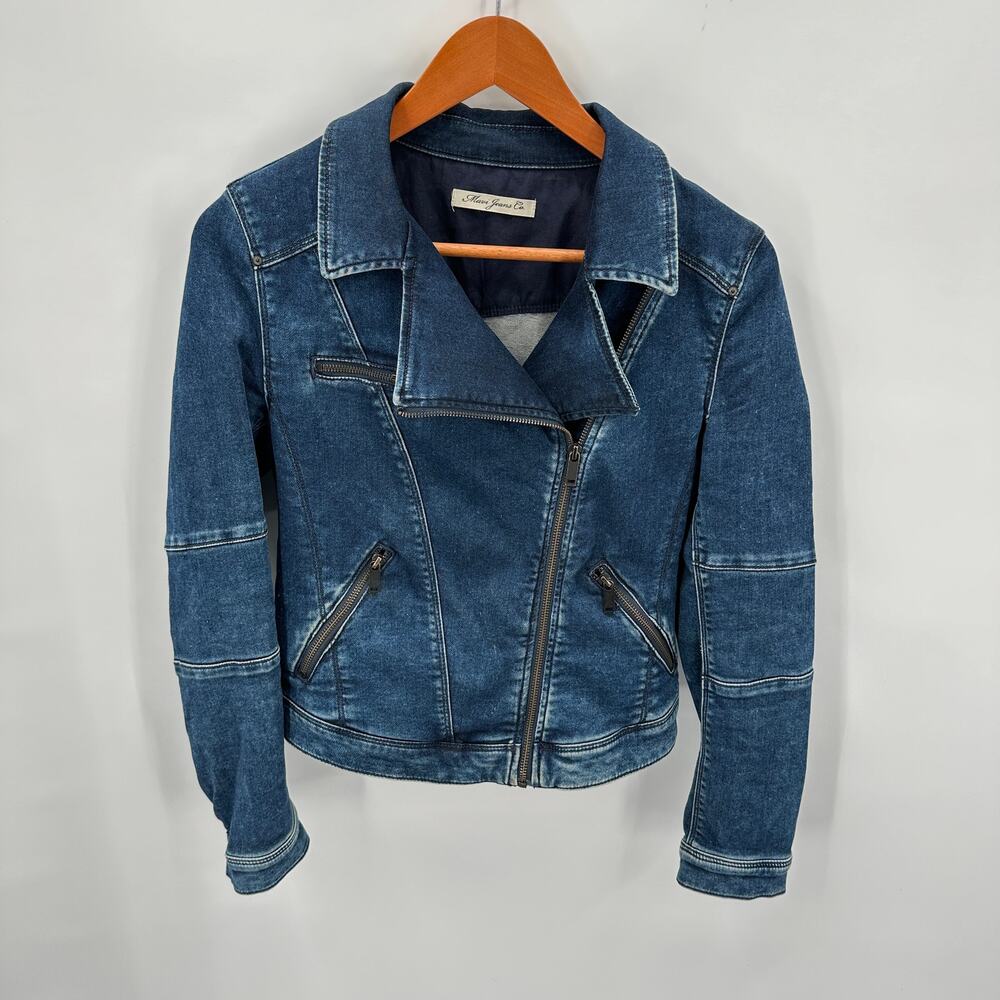 MAVI Janet Asymmetrical Full Zip Moto Denim Jacket // S - Picture 2 of 11